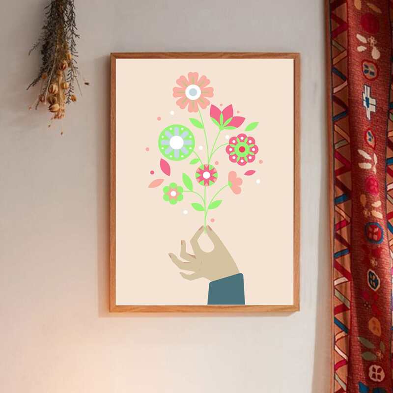

Flower Print Wall Painting Without Frame, Multicolor