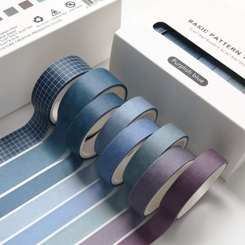 

8rolls Solid Decorative Tape, Multicolor