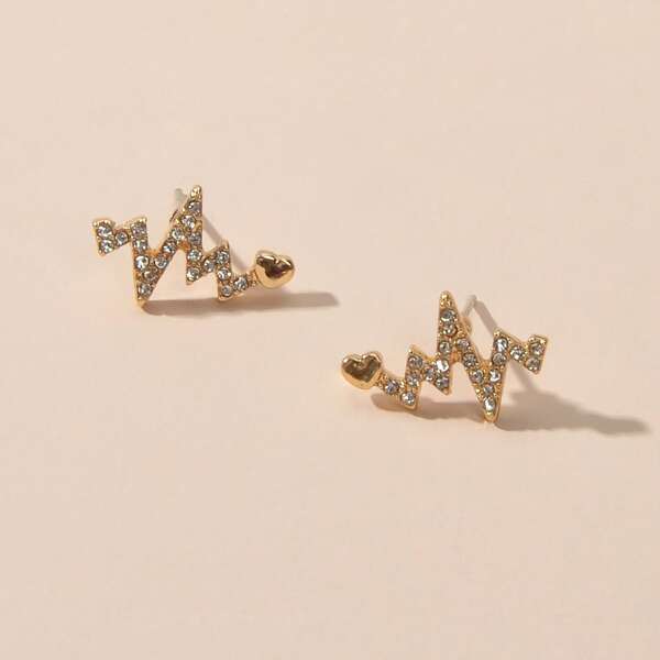 

Rhinestone Stud Earrings, Gold