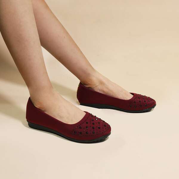 

Rhinestone Decor Flats, Burgundy