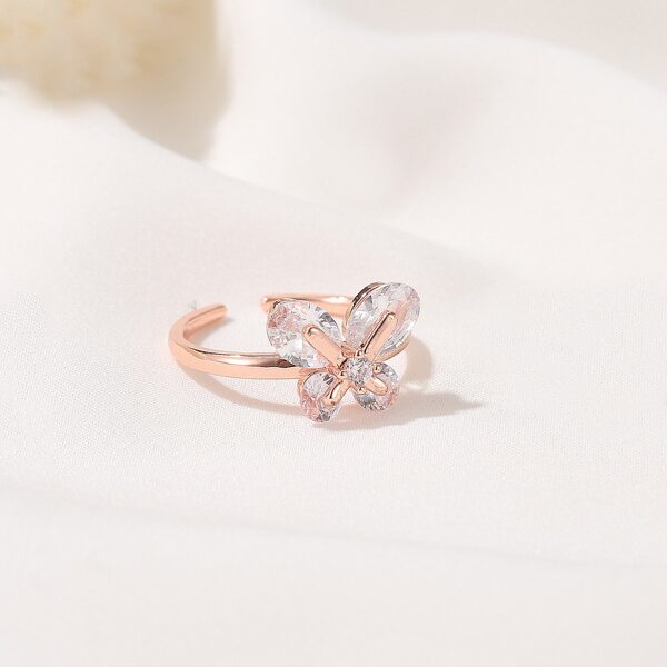 

Rhinestone Butterfly Decor Ring, Rose gold
