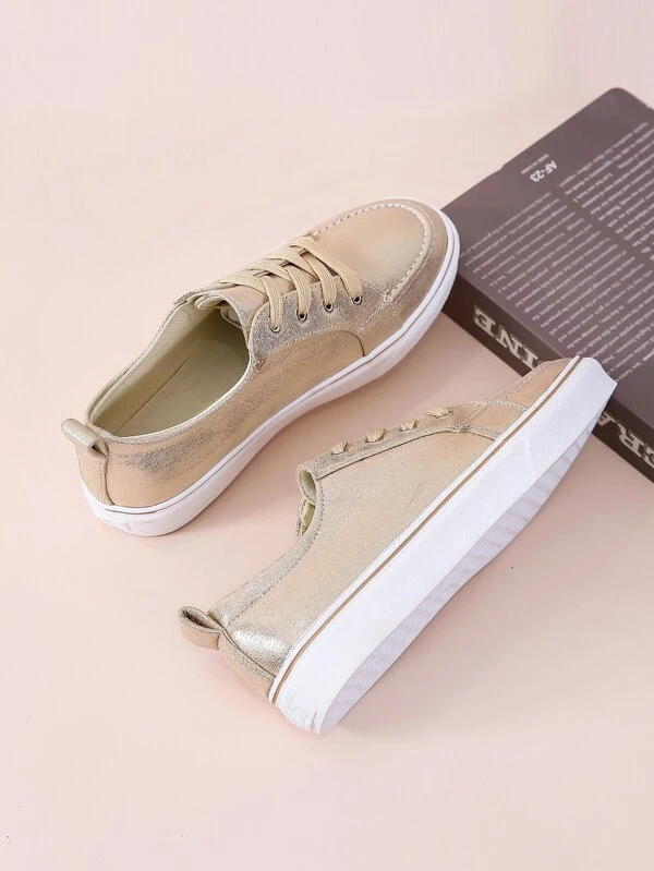 metallic lace up shoes