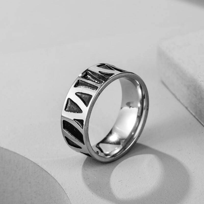 

Guys Geometric Design Ring, Silver