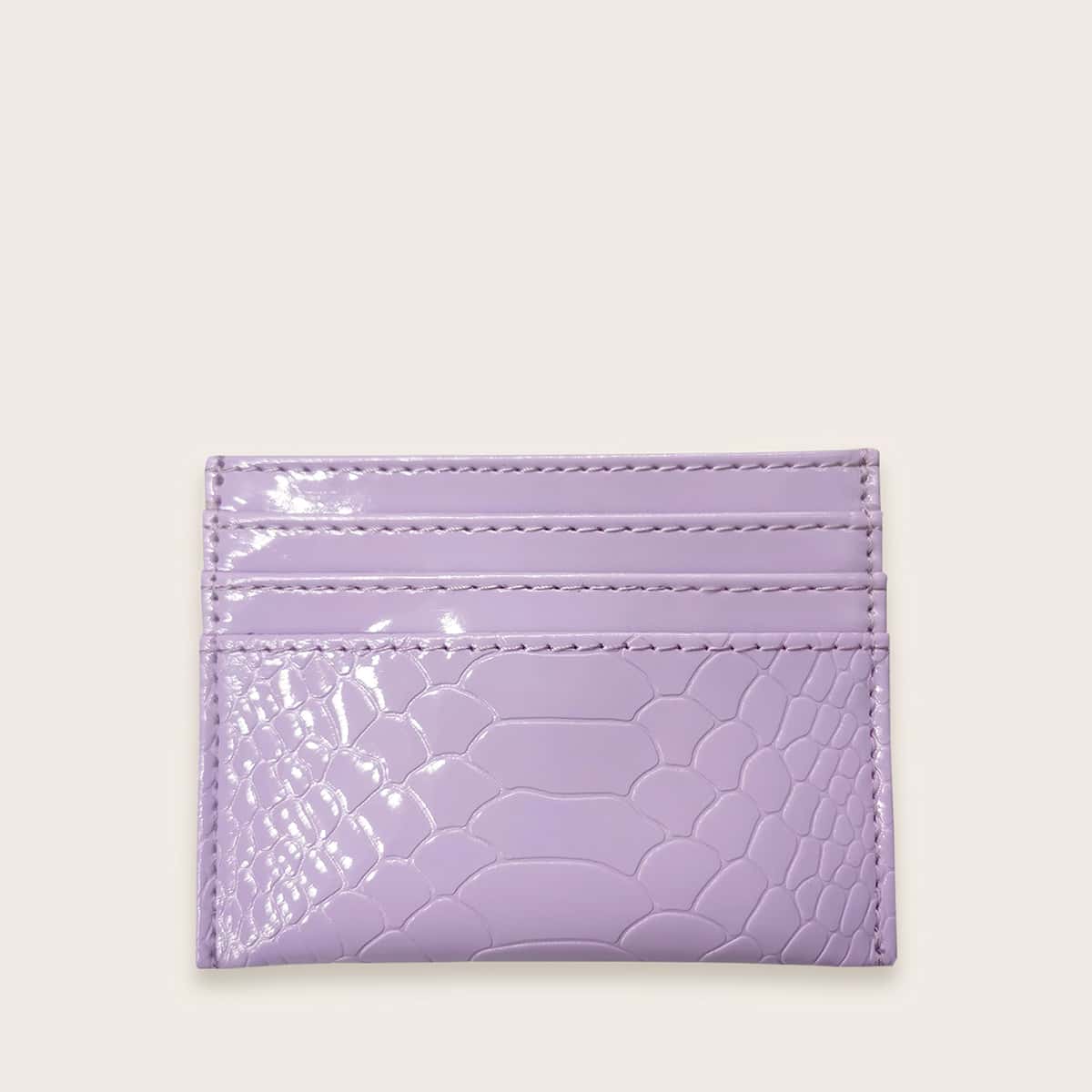

Croc Embossed Purse Card Holder, Purple