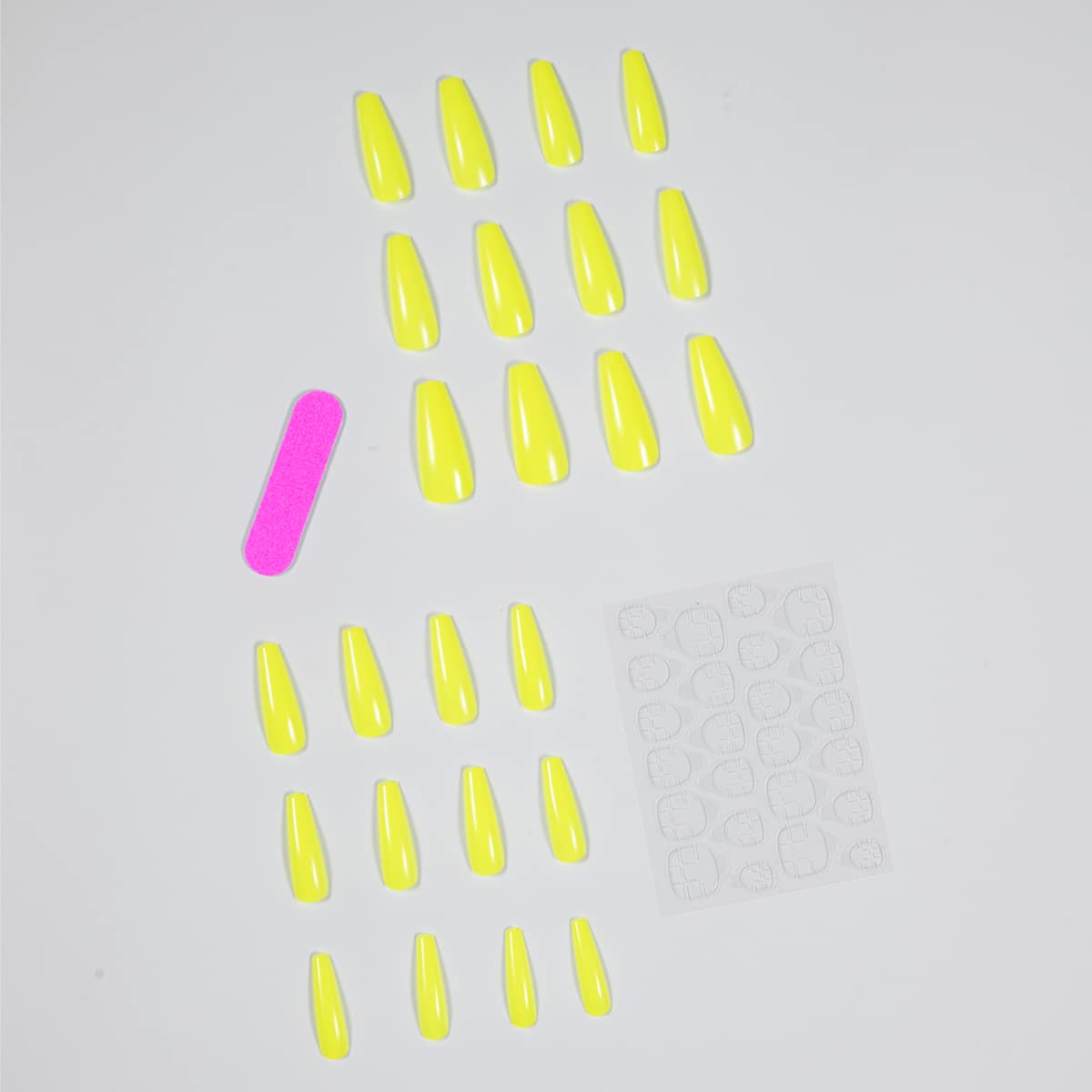

24pcs Fake Nail & 1sheet Tape & 1pc Nail File, Yellow