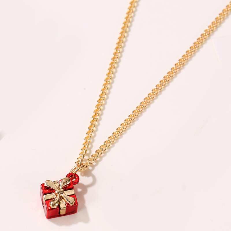 

Christmas Present Charm Necklace, Gold