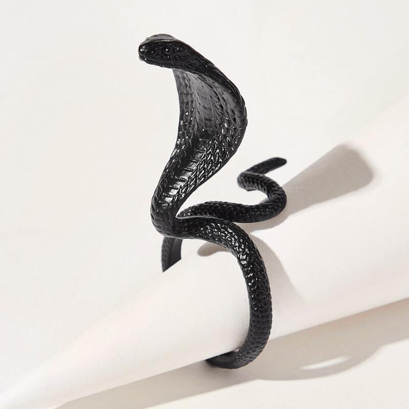 

1pc Snake Ring, Black