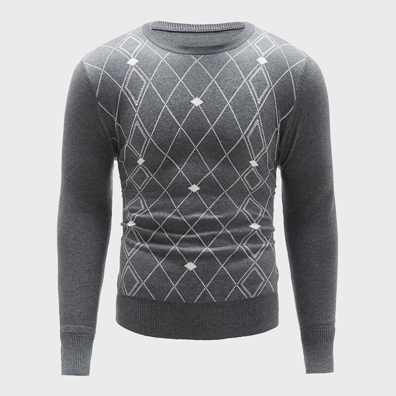 

Guys Argyle Pattern Crew Neck Sweater, Grey