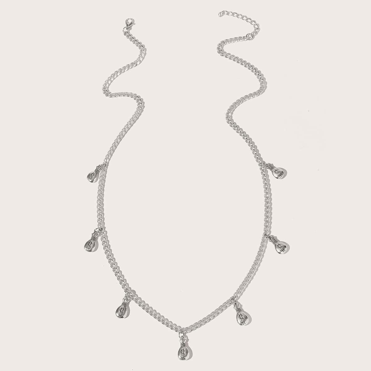 

Dollar Pendant Necklace, Silver