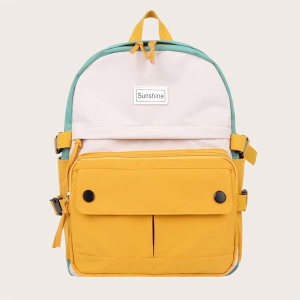 

Kids Color Block Pocket Front Backpack, Yellow