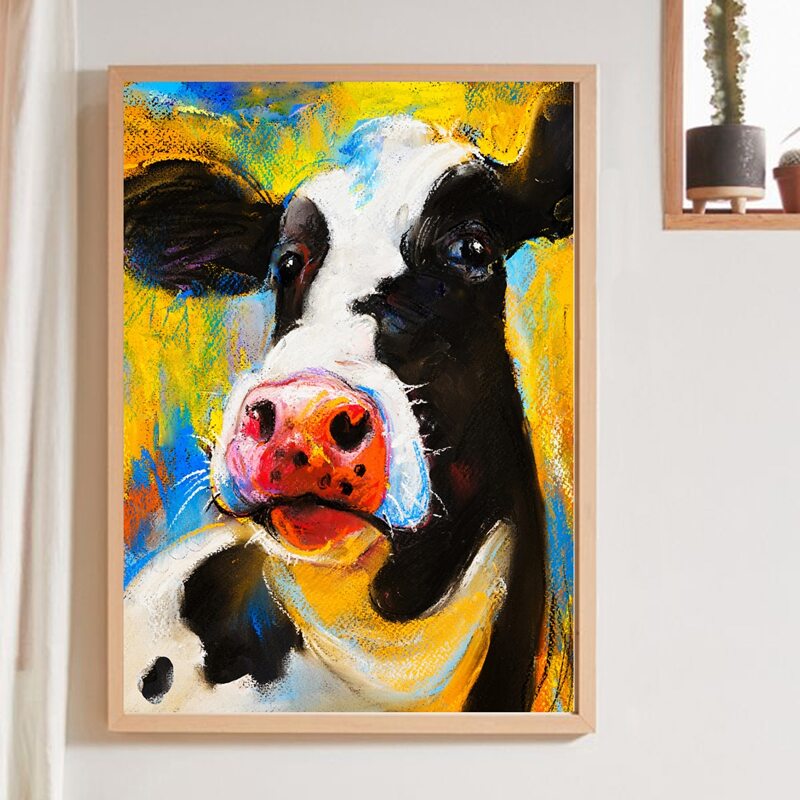 

Cow Print Wall Painting Without Frame, Multicolor