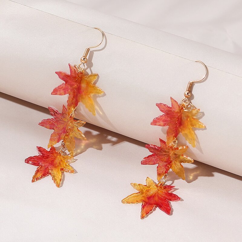 

Leaf Charm Drop Earrings, Multicolor