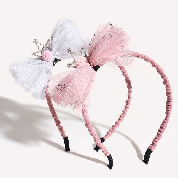 

2pcs Baby Mesh Bow Decor Hair Hoop, Multicolor