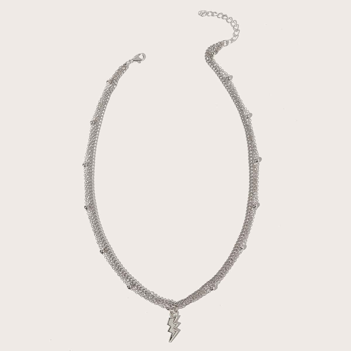 

Thunder Layered Chain Necklace, Silver