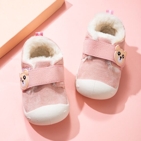 

Baby Girl Cartoon Decor Faux Fur Lined Sneakers, Pink