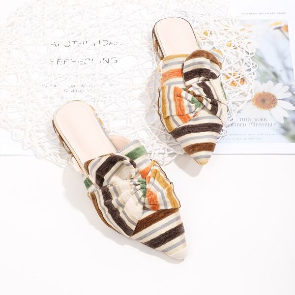 

Point Toe Colorblock Mules, Multicolor