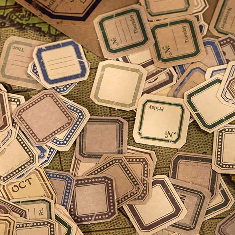 

100pcs Vintage Pattern Sticker, Multicolor