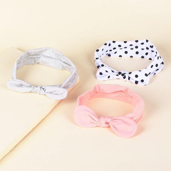 

3pcs Baby Bow Decor Headband, Multicolor