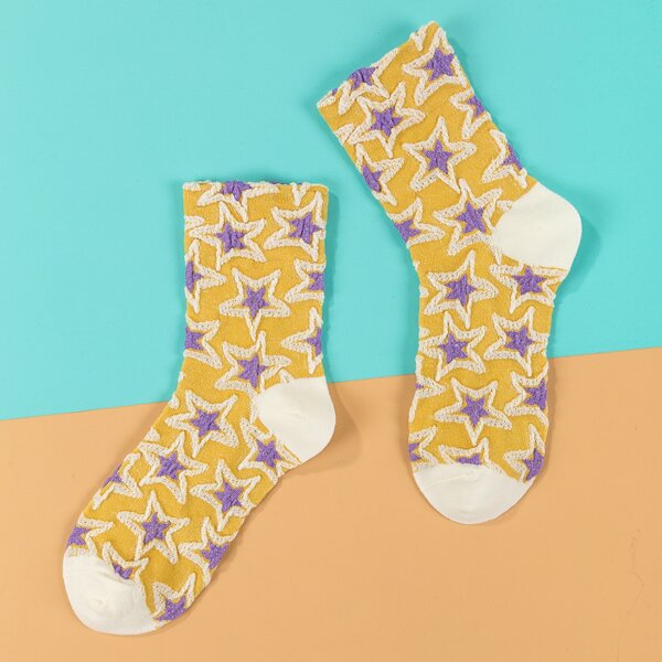 

Star Pattern Socks, Multicolor