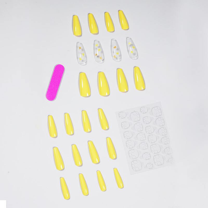 

Press-On Nails with Tape & Nail File Set - 12 Pairs, Yellow