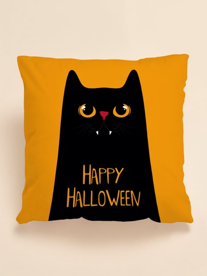 Наволочка с принтом кошки на Хэллоуин без наполнителя