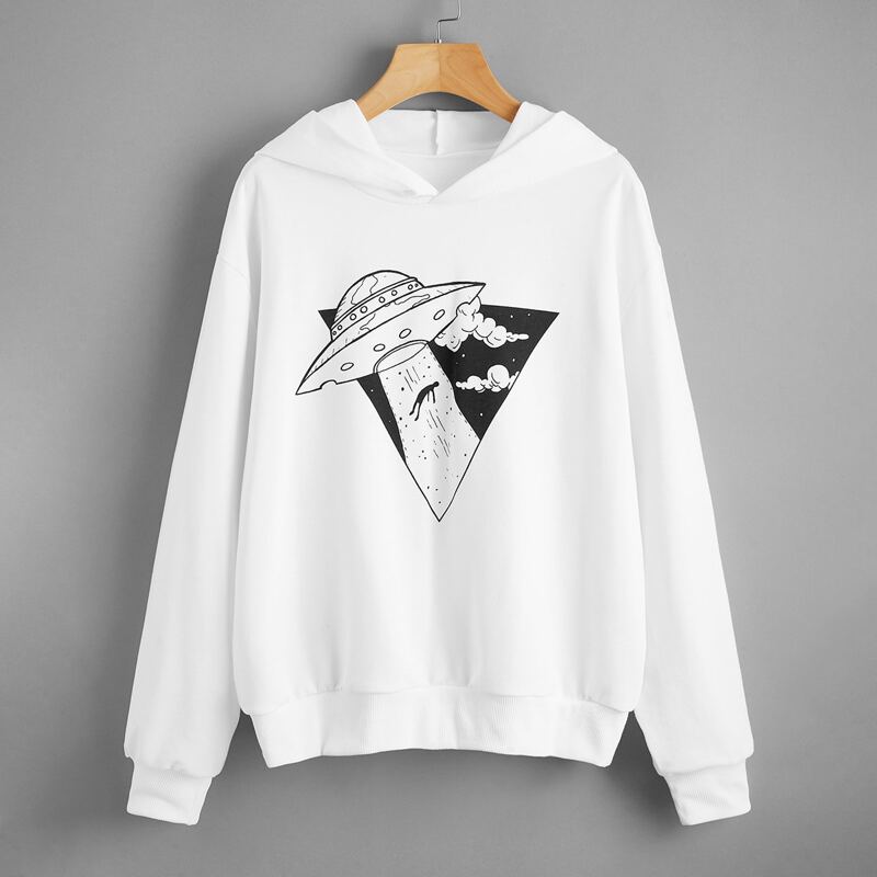

Cartoon Graphic Hoodie, White