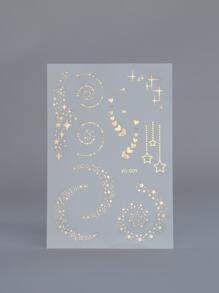 STARTTOOS Hình dán xăm, 1 tờ hình xăm tạm thời họa tiết ngôi sao dành cho phụ nữ, Hình dán xăm ngôi sao dành cho người lớn, Hình xăm giả trông giống thật, dành cho phụ nữ và trẻ em gái - Vàng - Xem 3