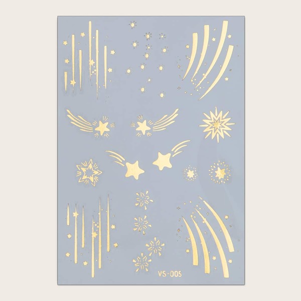 

1sheet Star Pattern Tattoo Sticker, Gold