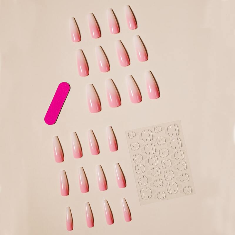 

24pcs Fake Nail & 1sheet Tape & 1pc Nail File, Multicolor
