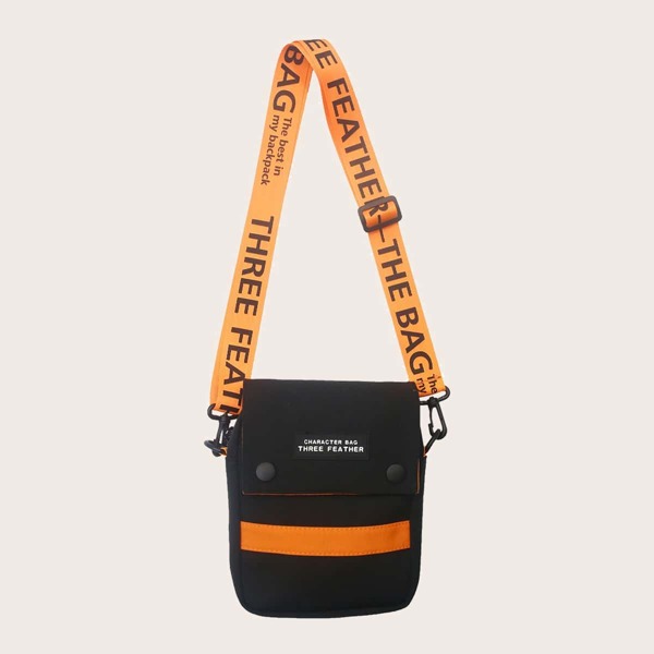 

Flap Nylon Crossbody Bag, Black