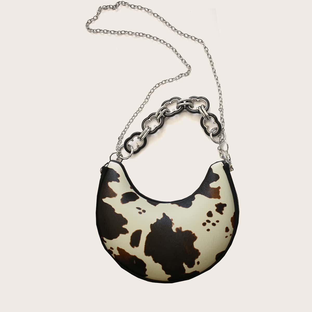 

Cow Pattern Satchel Bag, Beige