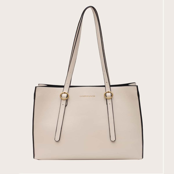 

Letter Graphic Tote Bag, Beige