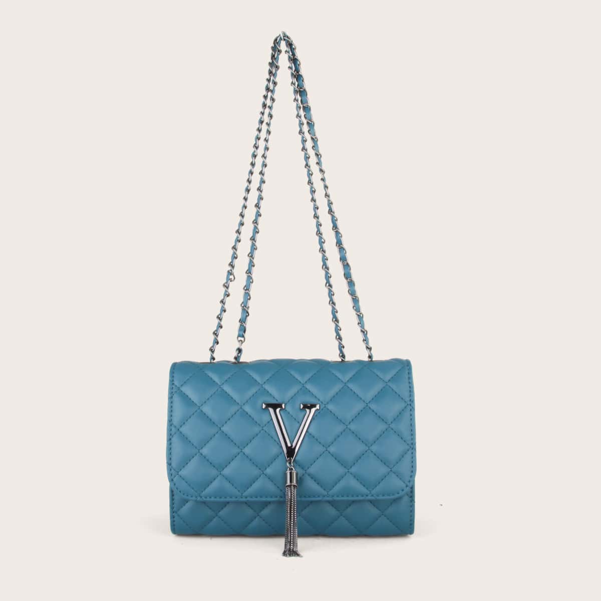 

Tassel Decor Chain Shoulder Bag, Blue