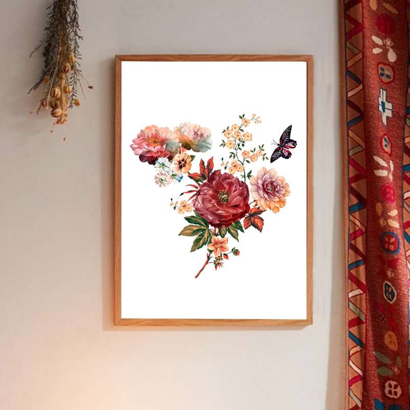 

Flower Print Wall Painting Without Frame, White
