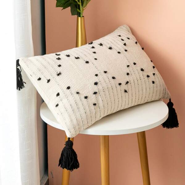 

Tassel Detail Lumbar Pillowcase Without Filler, Multicolor