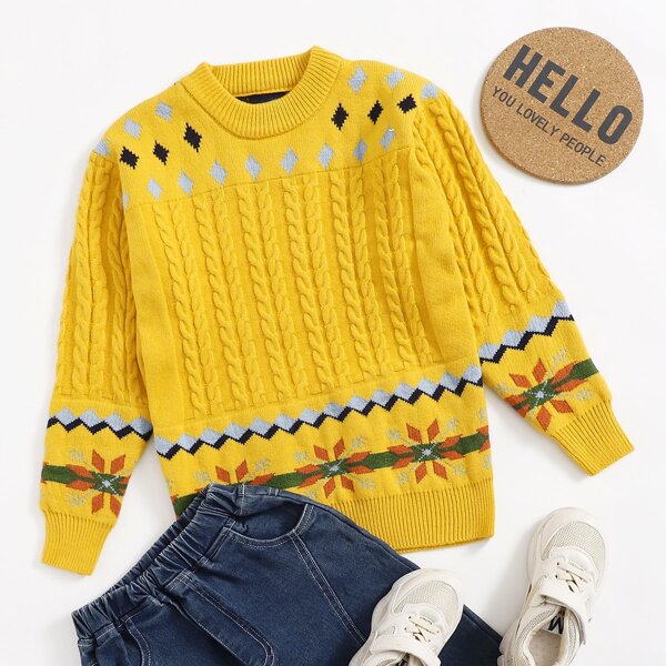 

Girls Argyle Pattern Sweater, Yellow