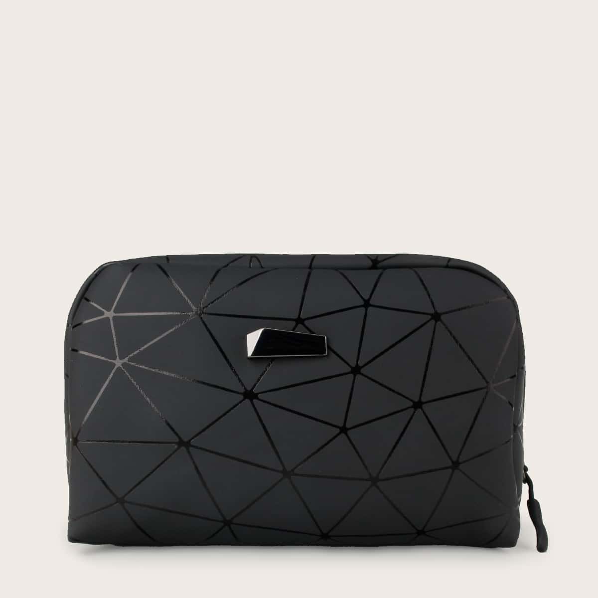 

Geometric Pattern Zip Around Clutch Bag, Black
