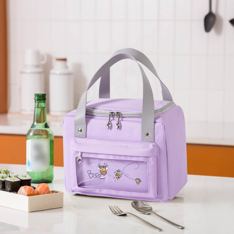 

Bee Print Insulation Lunch Bag, Purple