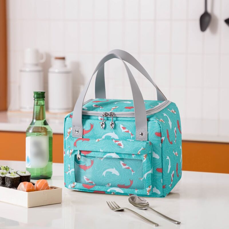 

Fish Print Insulation Lunch Bag, Green