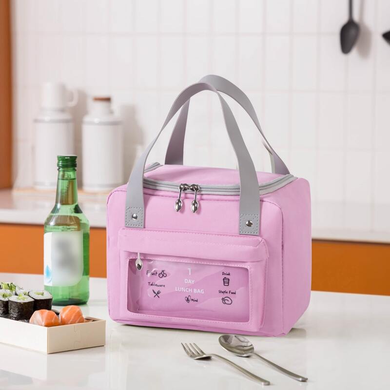 

Letter Graphic Insulation Lunch Bag, Pink