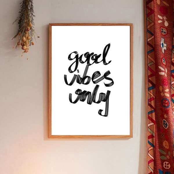 

Slogan Graphic Wall Painting Without Frame, White