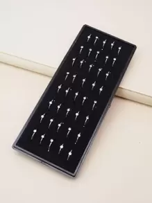 40 Pieces Rhinestone Stainless Steel Nose Ring Basic Style For Daily Wear - Silver - View 1