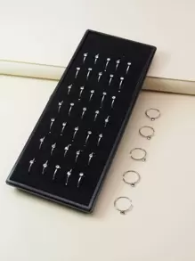 40 Pieces Rhinestone Stainless Steel Nose Ring Basic Style For Daily Wear - Silver - View 2