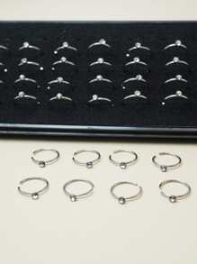 40 Pieces Rhinestone Stainless Steel Nose Ring Basic Style For Daily Wear - Silver - View 3