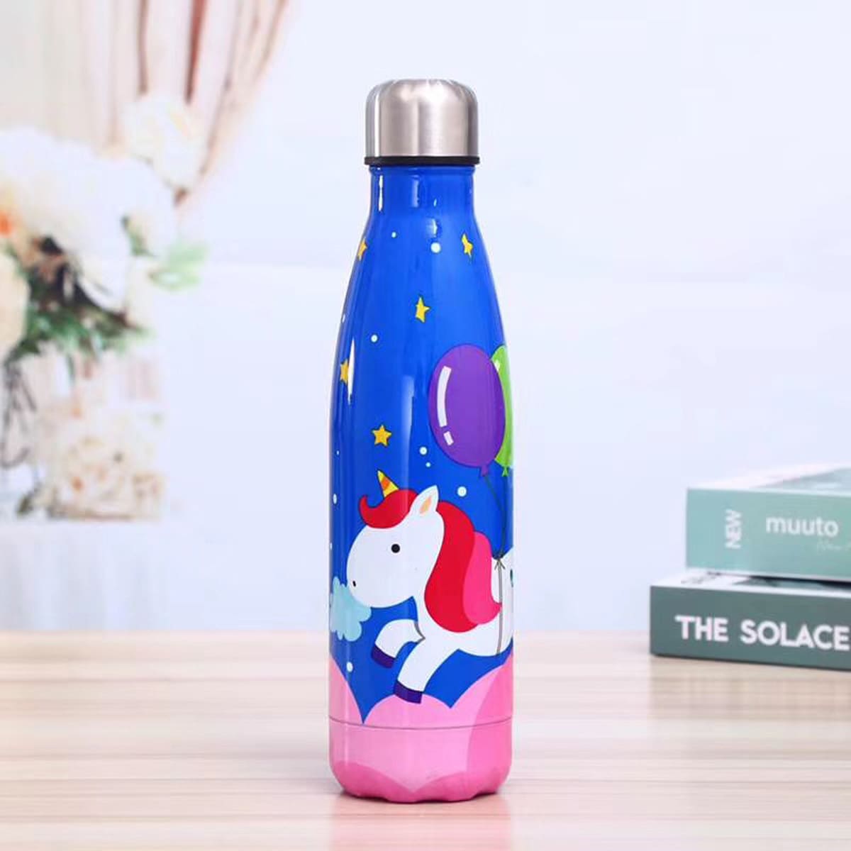 Unicorn Print Vacuum Cup, Blue