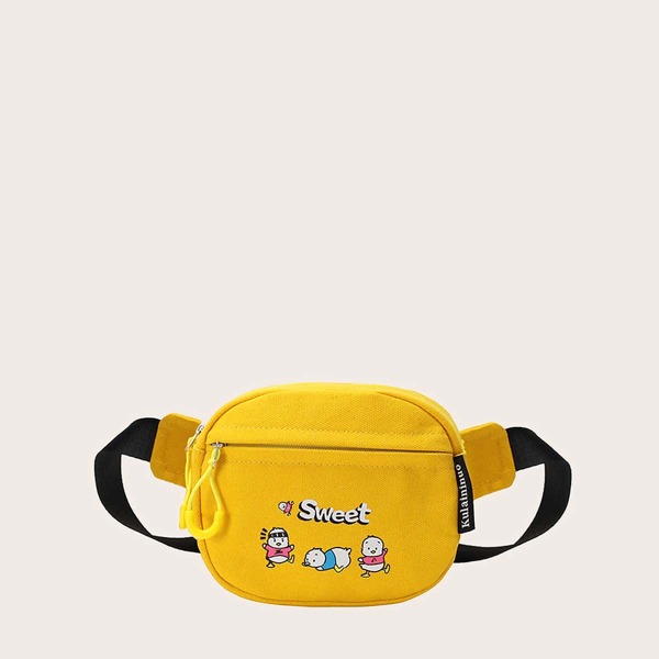 

Cartoon & Letter Graphic Fanny Pack, Yellow