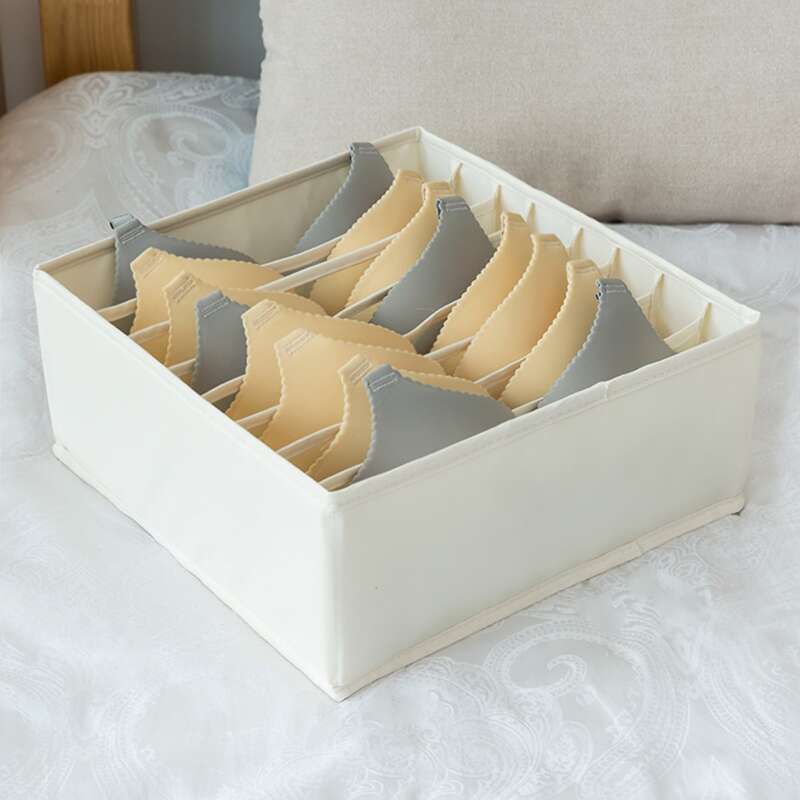 

1pc Foldable Underwear Storage Box, Beige