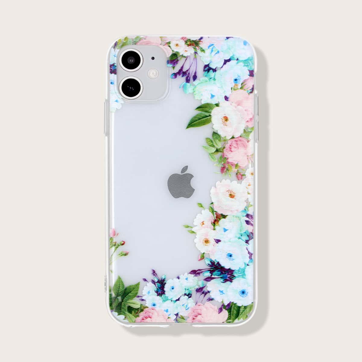 

Flower Print Clear iPhone Case, Multicolor