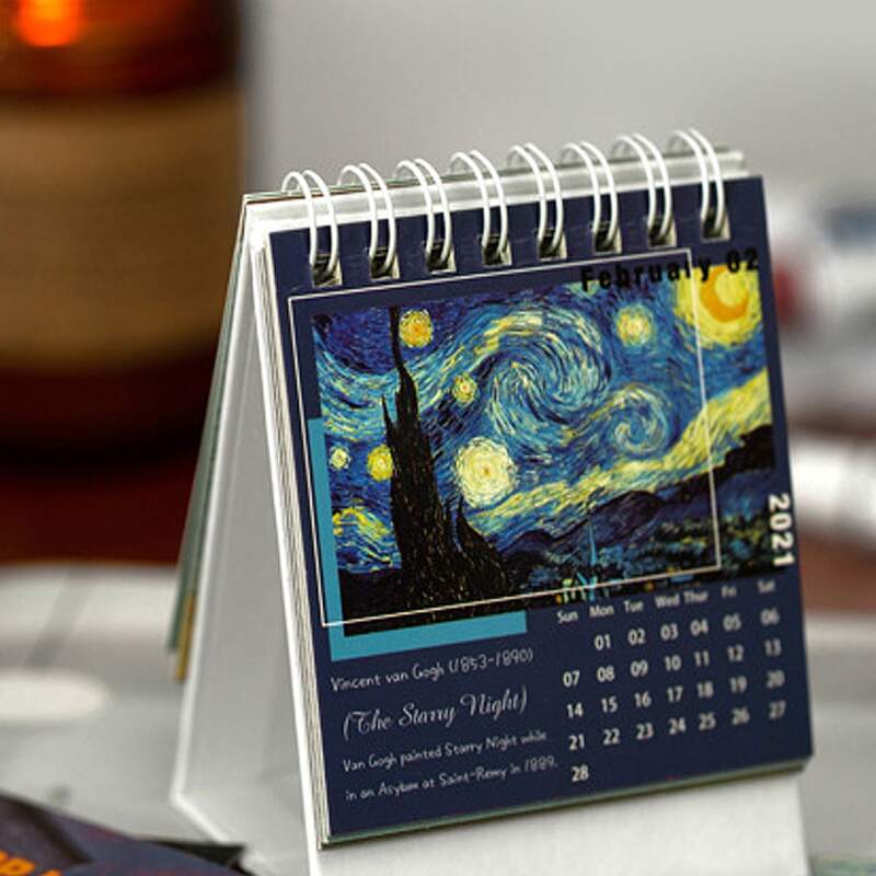 

1pc Oil Painting Pattern Random Desk Calendar, Multicolor