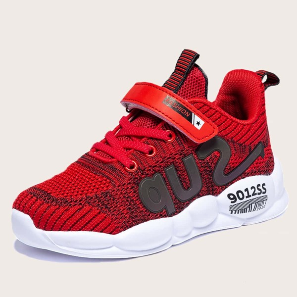 

Boys Velcro Strap Knit Sneakers, Red